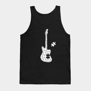 Puzzle Offset Style Electric Guitar Silhouette Tank Top